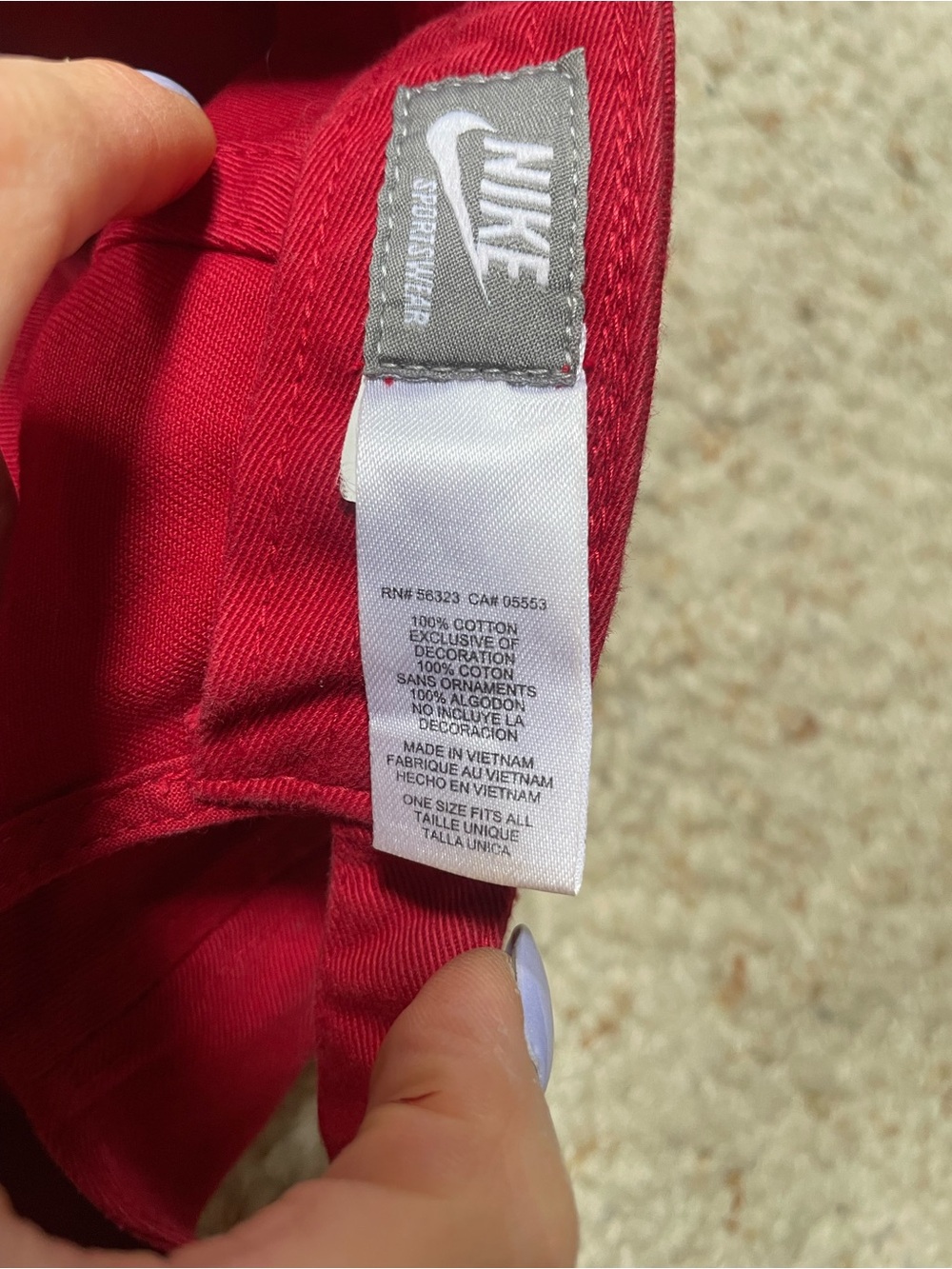 Nike Red Adjustable Baseball Cap with White Embroidery - Picture 10 of 10